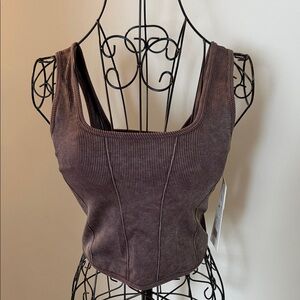 Harmony & Balance Women's Ribbed Brown Tank Top, NWT